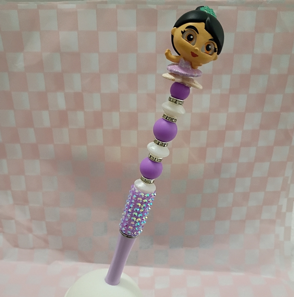 Purple Princess Bead Top Kids Toy Pen